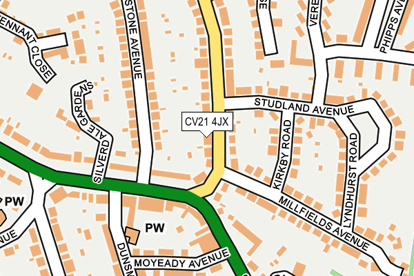 CV21 4JX map - OS OpenMap – Local (Ordnance Survey)