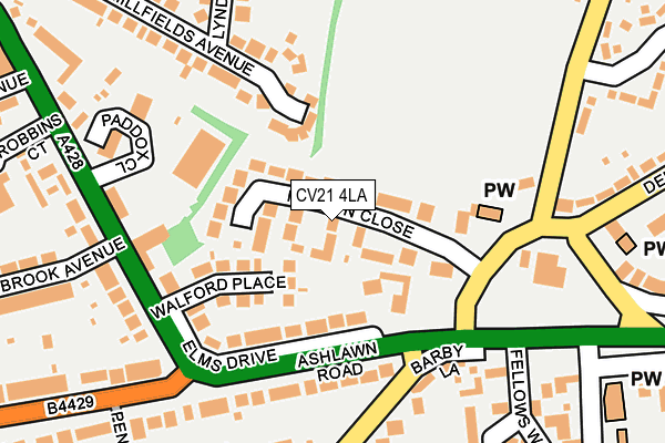CV21 4LA map - OS OpenMap – Local (Ordnance Survey)