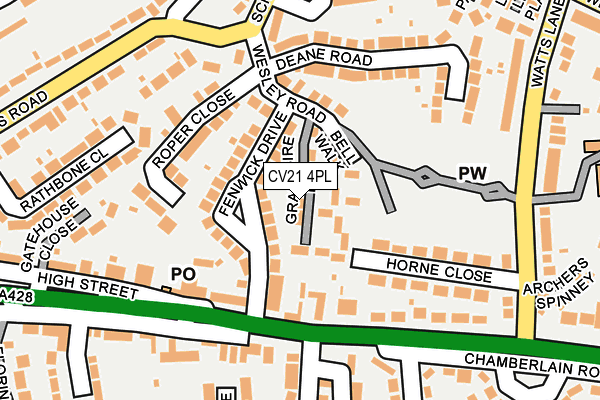 CV21 4PL map - OS OpenMap – Local (Ordnance Survey)