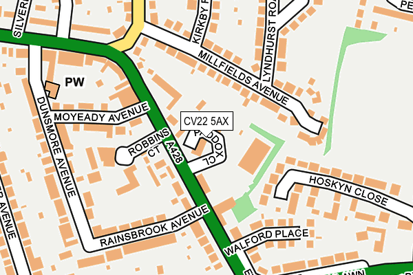 CV22 5AX map - OS OpenMap – Local (Ordnance Survey)