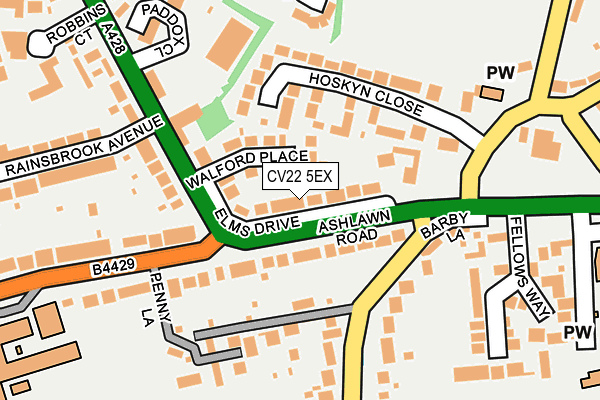 CV22 5EX map - OS OpenMap – Local (Ordnance Survey)
