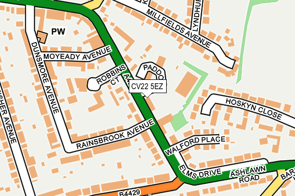 CV22 5EZ map - OS OpenMap – Local (Ordnance Survey)