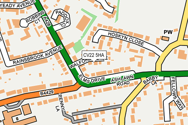 CV22 5HA map - OS OpenMap – Local (Ordnance Survey)