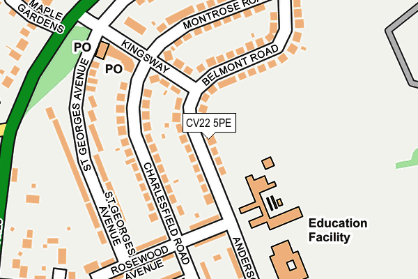 CV22 5PE map - OS OpenMap – Local (Ordnance Survey)