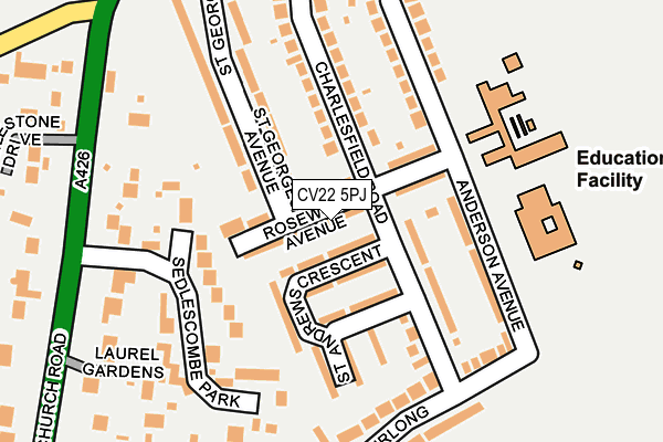 CV22 5PJ map - OS OpenMap – Local (Ordnance Survey)