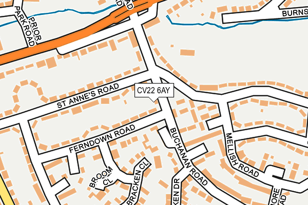 CV22 6AY map - OS OpenMap – Local (Ordnance Survey)