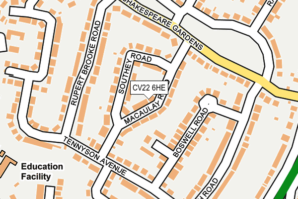 CV22 6HE map - OS OpenMap – Local (Ordnance Survey)