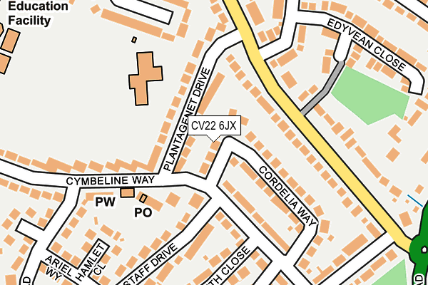 CV22 6JX map - OS OpenMap – Local (Ordnance Survey)