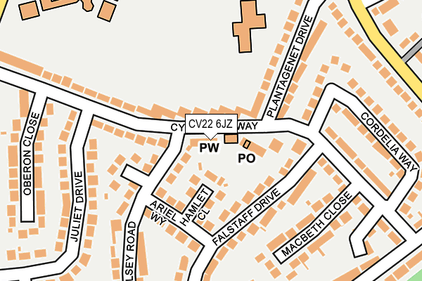 CV22 6JZ map - OS OpenMap – Local (Ordnance Survey)