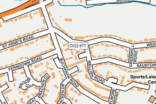 CV22 6TT map - OS OpenMap – Local (Ordnance Survey)