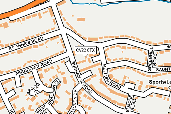 CV22 6TX map - OS OpenMap – Local (Ordnance Survey)
