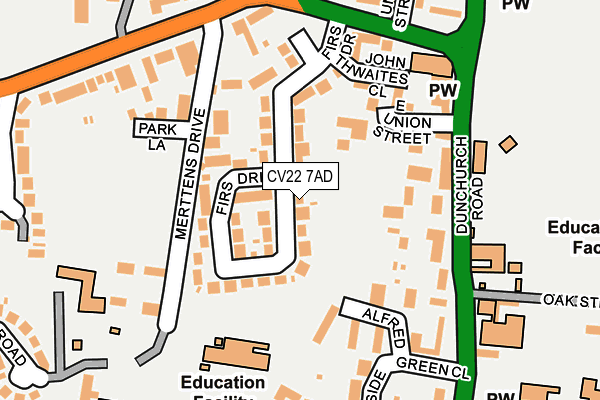 CV22 7AD map - OS OpenMap – Local (Ordnance Survey)
