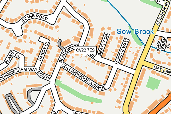 CV22 7ES map - OS OpenMap – Local (Ordnance Survey)