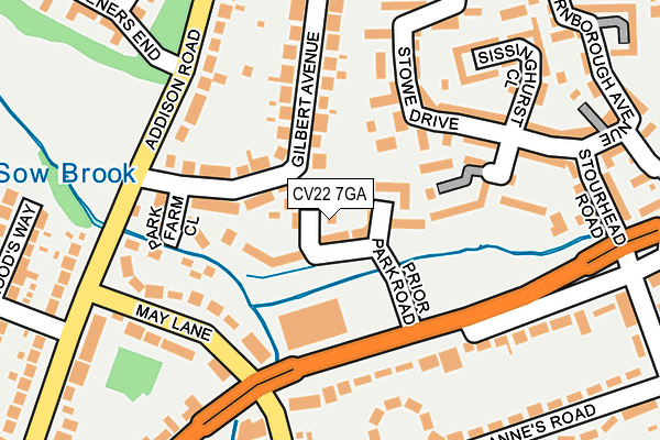 CV22 7GA map - OS OpenMap – Local (Ordnance Survey)