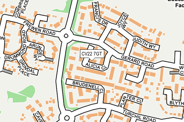 CV22 7GT map - OS OpenMap – Local (Ordnance Survey)
