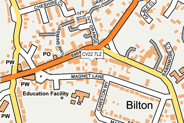 CV22 7LZ map - OS OpenMap – Local (Ordnance Survey)