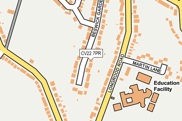 CV22 7PR map - OS OpenMap – Local (Ordnance Survey)
