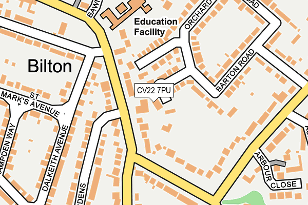 CV22 7PU map - OS OpenMap – Local (Ordnance Survey)