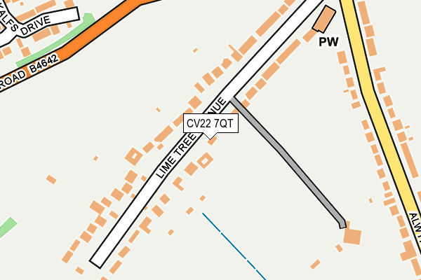 CV22 7QT map - OS OpenMap – Local (Ordnance Survey)