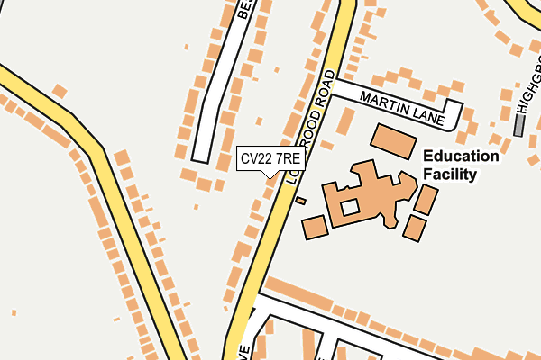 CV22 7RE map - OS OpenMap – Local (Ordnance Survey)