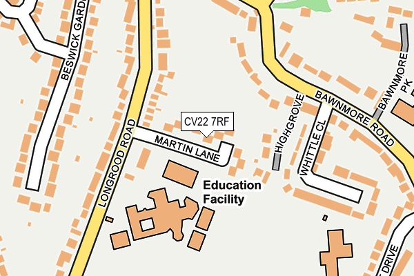 CV22 7RF map - OS OpenMap – Local (Ordnance Survey)