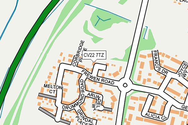CV22 7TZ map - OS OpenMap – Local (Ordnance Survey)