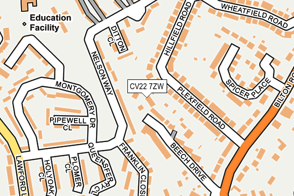 CV22 7ZW map - OS OpenMap – Local (Ordnance Survey)