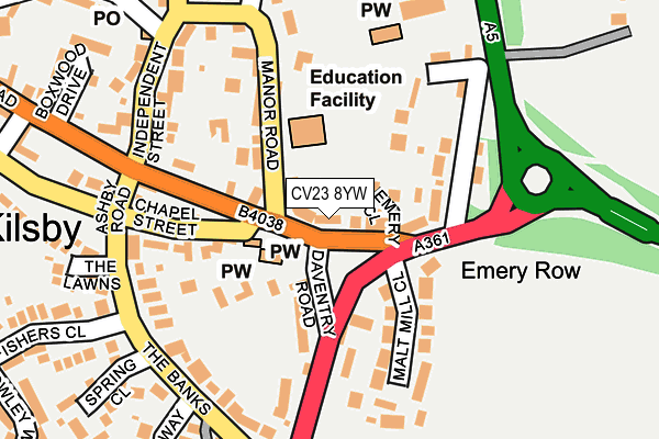 CV23 8YW map - OS OpenMap – Local (Ordnance Survey)