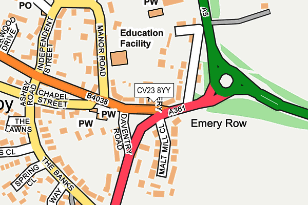 CV23 8YY map - OS OpenMap – Local (Ordnance Survey)