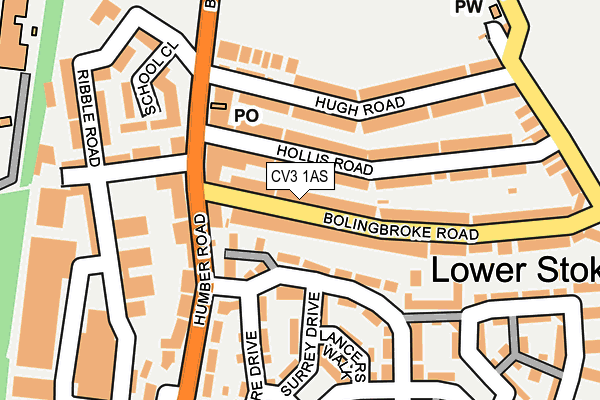 CV3 1AS map - OS OpenMap – Local (Ordnance Survey)