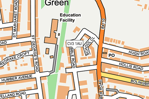 CV3 1AU map - OS OpenMap – Local (Ordnance Survey)