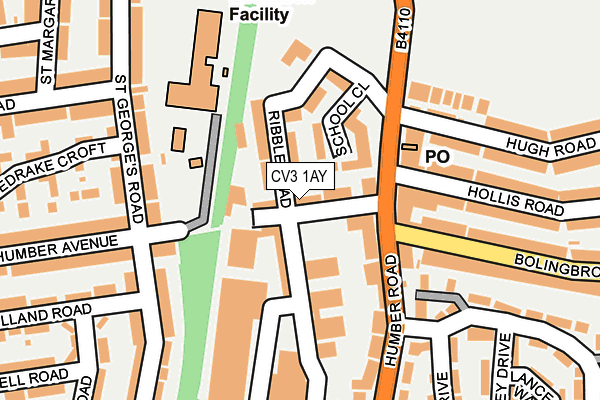 CV3 1AY map - OS OpenMap – Local (Ordnance Survey)