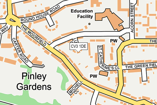 CV3 1DE map - OS OpenMap – Local (Ordnance Survey)