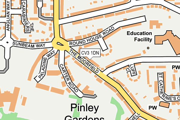 CV3 1DN map - OS OpenMap – Local (Ordnance Survey)