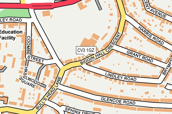 CV3 1GZ map - OS OpenMap – Local (Ordnance Survey)