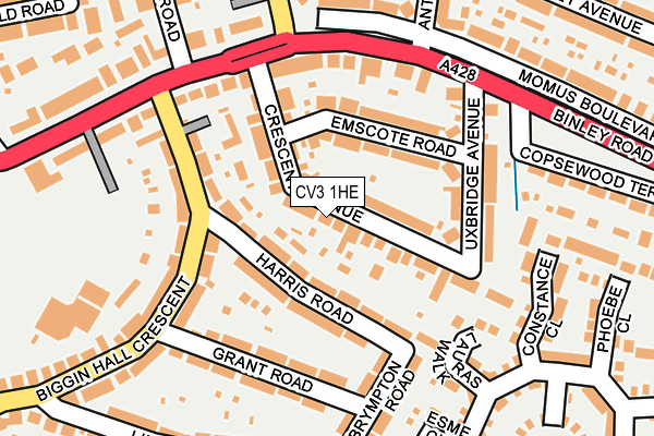 CV3 1HE map - OS OpenMap – Local (Ordnance Survey)
