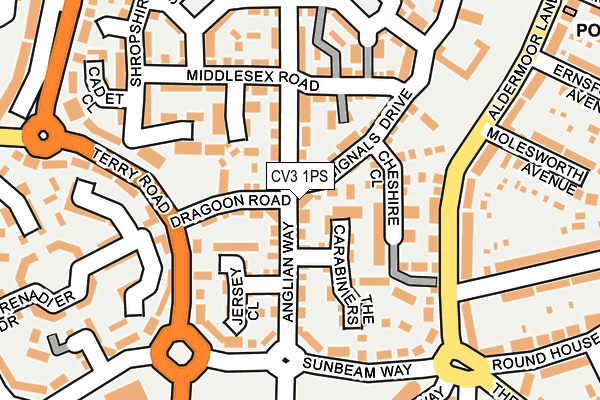 CV3 1PS map - OS OpenMap – Local (Ordnance Survey)