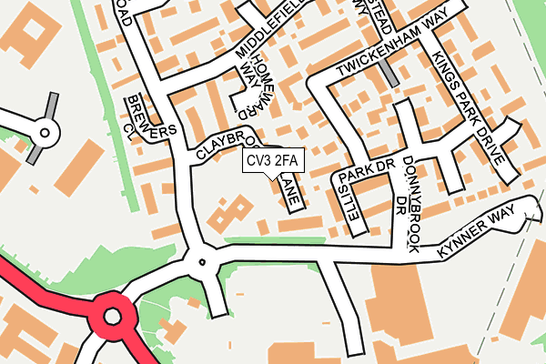 CV3 2FA map - OS OpenMap – Local (Ordnance Survey)