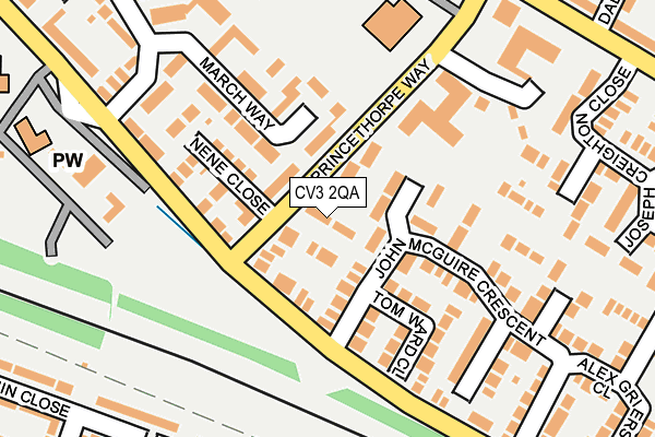 CV3 2QA map - OS OpenMap – Local (Ordnance Survey)