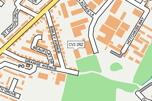 CV3 2RZ map - OS OpenMap – Local (Ordnance Survey)