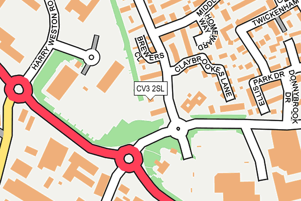 CV3 2SL map - OS OpenMap – Local (Ordnance Survey)