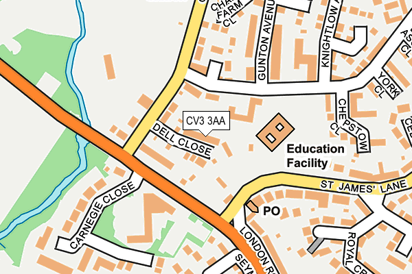 CV3 3AA map - OS OpenMap – Local (Ordnance Survey)