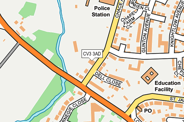 CV3 3AD map - OS OpenMap – Local (Ordnance Survey)