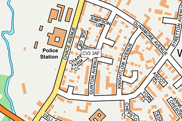 CV3 3AF map - OS OpenMap – Local (Ordnance Survey)