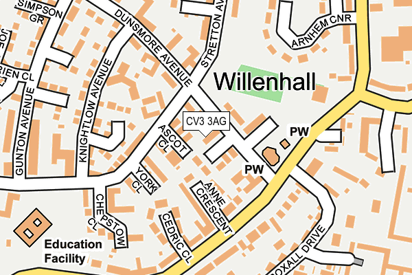 CV3 3AG map - OS OpenMap – Local (Ordnance Survey)