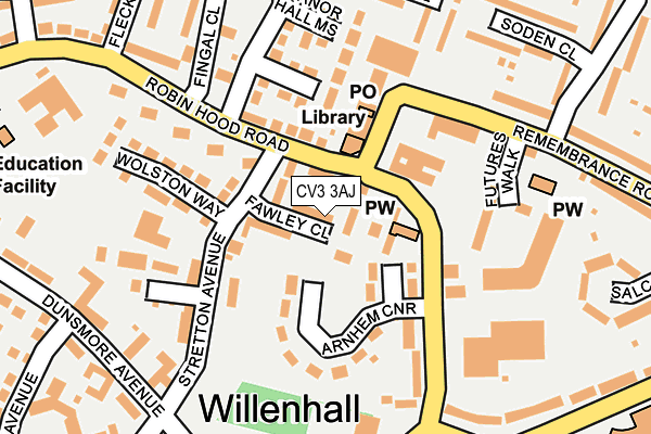 CV3 3AJ map - OS OpenMap – Local (Ordnance Survey)
