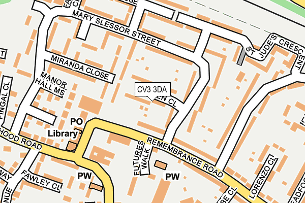 CV3 3DA map - OS OpenMap – Local (Ordnance Survey)