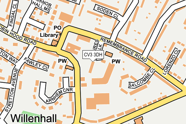 CV3 3DH map - OS OpenMap – Local (Ordnance Survey)