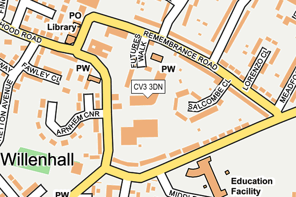 CV3 3DN map - OS OpenMap – Local (Ordnance Survey)