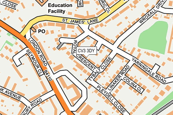 CV3 3DY map - OS OpenMap – Local (Ordnance Survey)